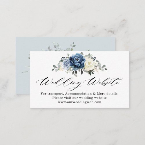 Dusty Blue Navy Champagne Ivory Wedding Website Enclosure Card