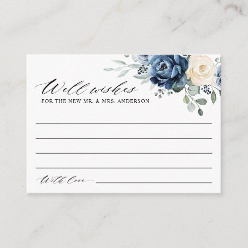 Dusty Blue Navy Champagne Ivory Wishing well Enclo Enclosure Card