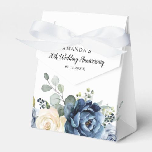 Dusty Blue Navy Champagne Wedding Anniversary Favor Boxes