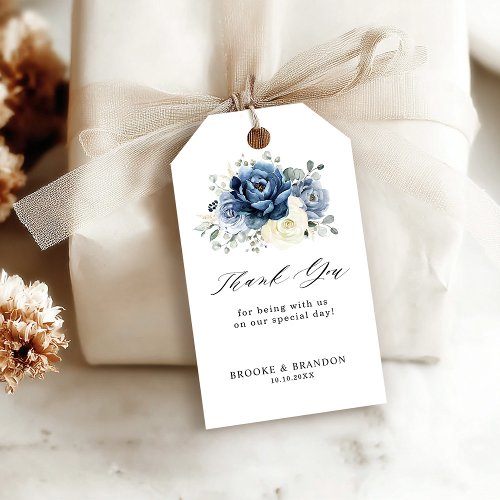 Dusty Blue Navy Champagne Wedding Gift Tags