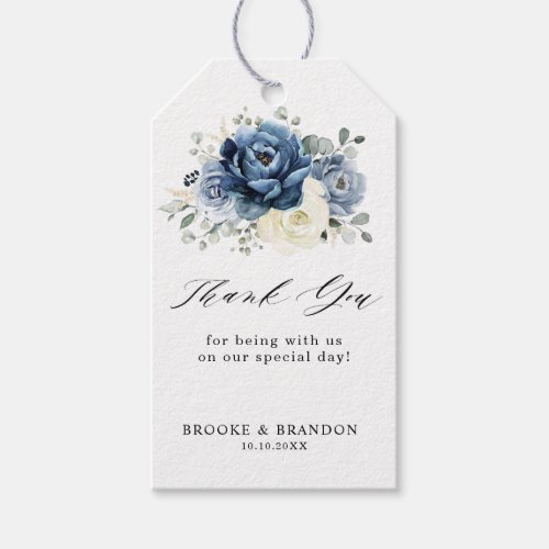 Dusty Blue Navy Champagne Wedding Gift Tags