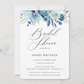 Dusty Blue Navy Floral Bridal Shower Invitation (Front)