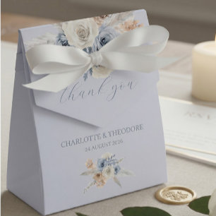 Dusty Blue & Navy Floral Wedding Favor Box