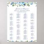 Dusty Blue Navy Floral Wedding Seating Chart at Zazzle