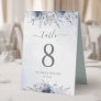 Dusty Blue Navy Floral Wedding Table Number Table Tent Sign