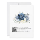 Dusty Blue Navy Ivory Floral Boho Wedding QR Code