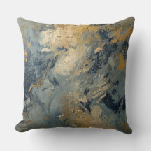 Dusty Blue Navy Mustard Gold Abstract Textured