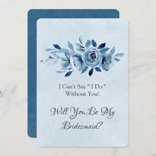 Dusty Blue Navy Peony Will You Be My Bridesmaid Invitation