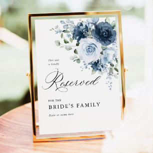 Dusty Blue & Navy Reserved Sign 5x7 Wedding Decor