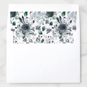 Dusty Blue Navy Watercolor Floral Envelope Liner