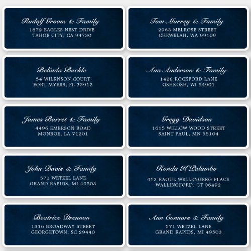 Dusty Blue Navy Wedding Guest Address Sticker