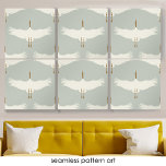 Dusty Blue Neutral Birds Cranes Art Deco Pattern  Acrylic Photo Tile<br><div class="desc">A beautiful hand drawn bird crane pattern. A beautiful dusty blue,  gold and ivory pattern featuring crane birds. A perfect design for anyone who loves geometric hand drawn bird patterns. Great as a gift for anyone who loves birds or modern home decor,  perfect for any season.</div>