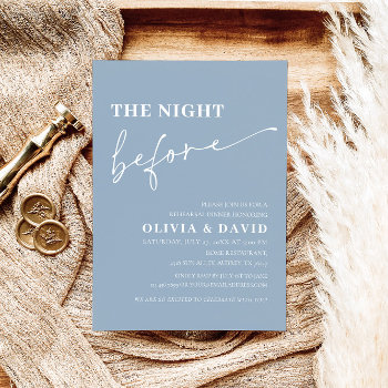 Dusty Blue Night Before Rehearsal Dinner Invite by OhiaLehuaStore at Zazzle