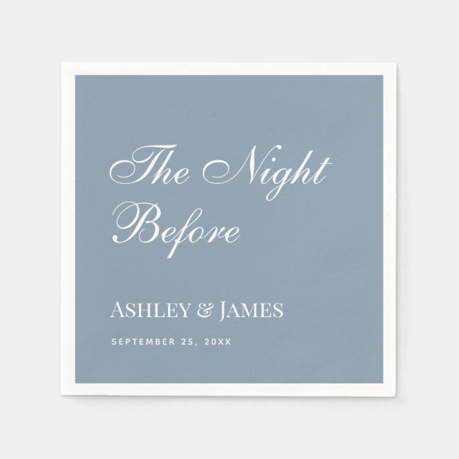 Dusty Blue Night Before Simple Rehearsal Dinner  Napkins (Front)
