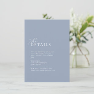 Dusty blue ocean themed beach wedding details enclosure card