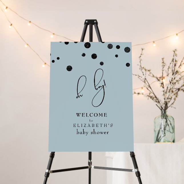 Dusty Blue Oh Boy Baby Shower Confetti Foam Board (In Situ (Stand))