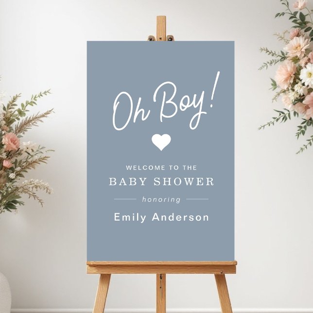 Dusty Blue Oh Boy! Baby Shower Welcome Sign (Creator Uploaded)