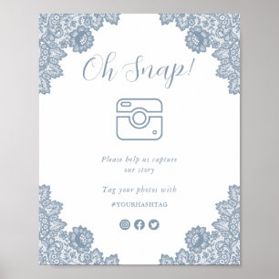 Dusty Blue Oh Snap Social Media Wedding Sign