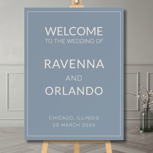 Dusty Blue Old Money Timeless Wedding Welcome Foam Board
