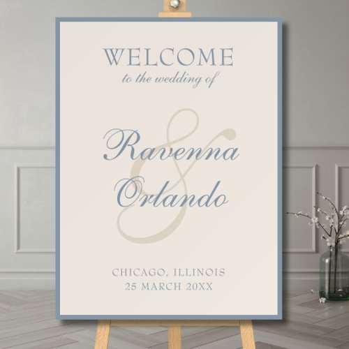 Dusty Blue Old Money Timeless Wedding Welcome Foam Board