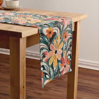 Dusty Blue & Orange Vintage Modern Floral
