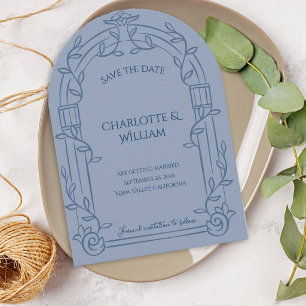 Dusty Blue Ornate Arch Wedding Save the Date 