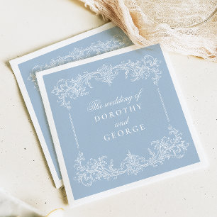 Dusty Blue Ornate Wedding Napkins
