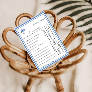 Dusty Blue Over or under bridal shower game Card