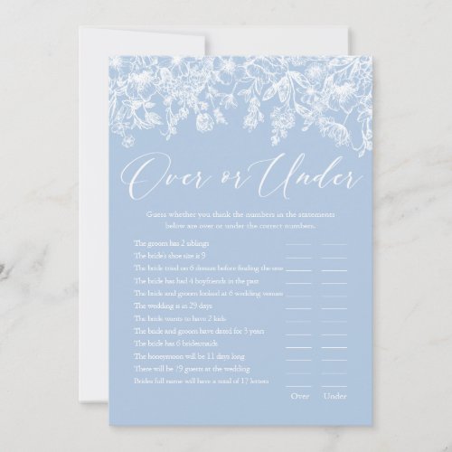 Dusty Blue Over or Under Bridal Shower Game Invitation