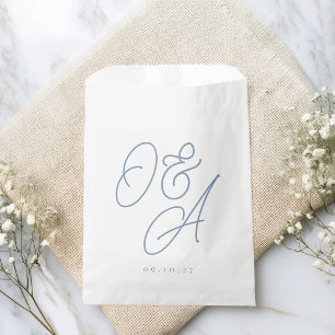 Dusty Blue Oversized Script Monogram Wedding Favor Bag