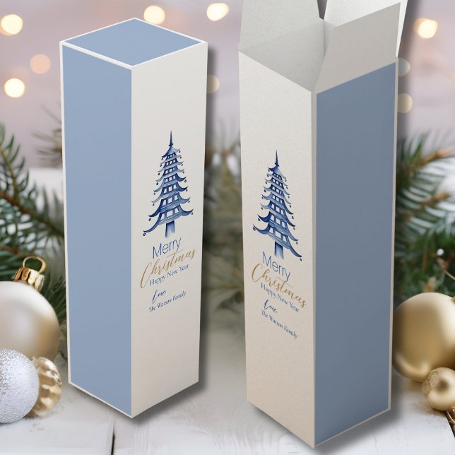 Dusty Blue Pagoda Christmas Tree, Hostess gift, Wine Box (Dusty Blue Pagoda Christmas Tree, Hostess gift, Wine Box)