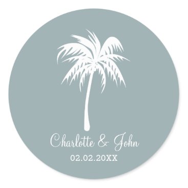 Dusty Blue  Palm Tree Wedding stickers