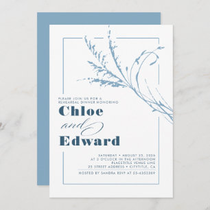 Dusty Blue Pampas Grass Modern Rehearsal Dinner Invitation