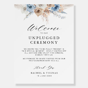 dusty blue pampas grass unplugged ceremony sign