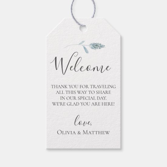 Dusty Blue Pampas Grass Wedding Welcome Bag Gift Tags