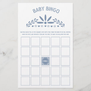 Dusty blue Papel Picado Baby Boy Shower Bingo game Flyer