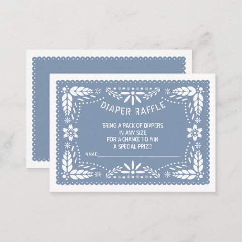 Dusty blue papel picado Baby Shower Diaper Raffle Enclosure Card