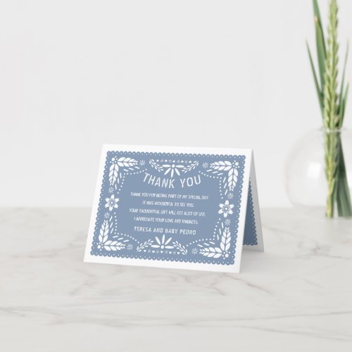 Dusty blue papel picado Baby Shower Diaper Raffle Thank You Card