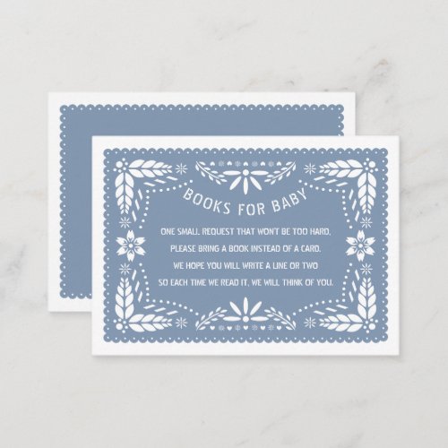 Dusty blue papel picado Books for Baby shower Enclosure Card