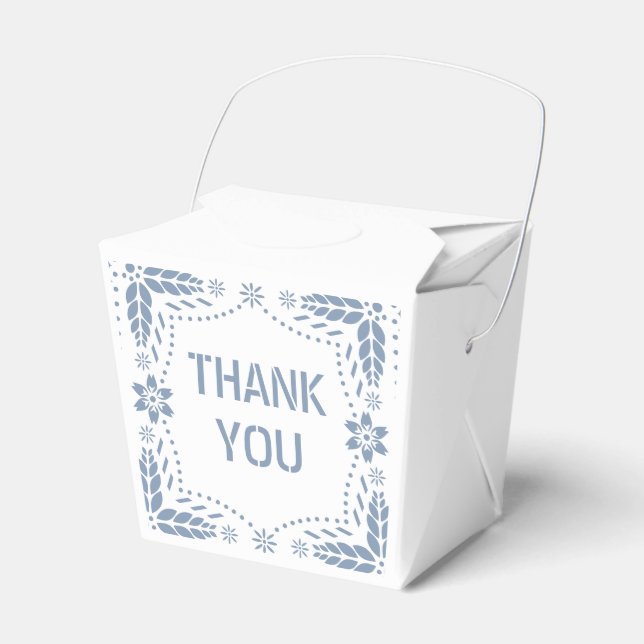 Dusty blue papel picado Thank You Baby  boy Shower Favor Boxes (Front Side)