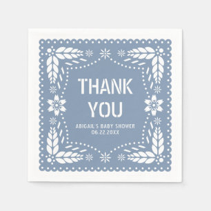 Dusty blue papel picado Thank You Baby boy Shower Napkins