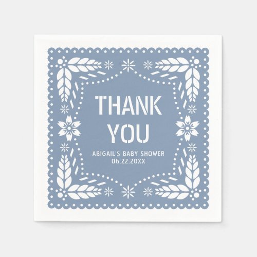 Dusty blue papel picado Thank You Baby boy Shower Napkins