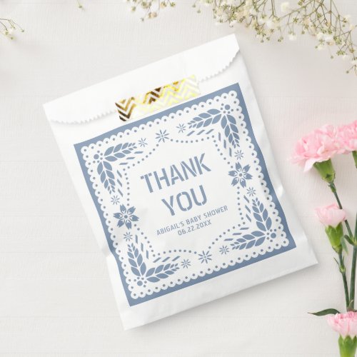 Dusty blue papel picado Thank You Baby Shower Favor Bag