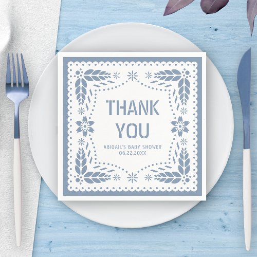 Dusty blue papel picado Thank You Baby Shower Napkins