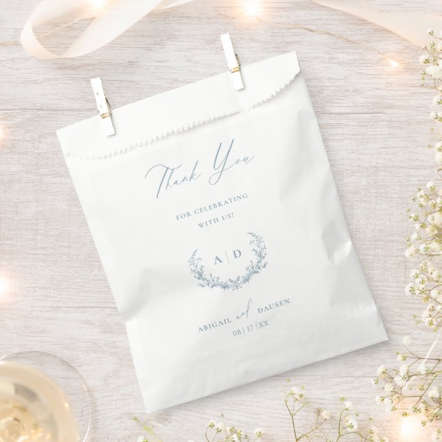 Dusty Blue Paper Favor Bags Wedding Thank you (Clipped)