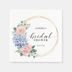 Dusty Blue Pastel Pink hydrangeas Bridal Shower Napkins