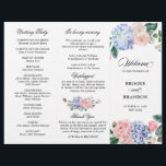 Dusty Blue Pastel Pink hydrangeas Wedding Program<br><div class="desc">Modern wedding program featuring light blue/ dusty blue watercolor hydrangeas with pastel pink , blush, peach , white roses, peonies, sage eucalyptus leaves, branches and foliage. Muted soft and dreamy romantic shades spring summer watercolor floral designs to match with your themed wedding. Please find more matching designs and variations from...</div>