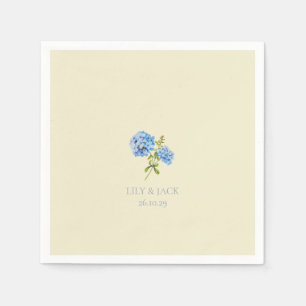 Dusty Blue & Pastel Yellow Hydrangea Wedding Napkins