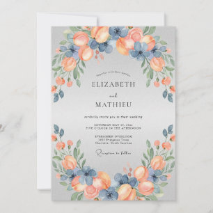 Dusty Blue Pastoral Summer Wedding Invitation