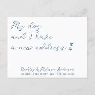 Dusty Blue Paw Prints New Address Dog Moving Announcement Postcard